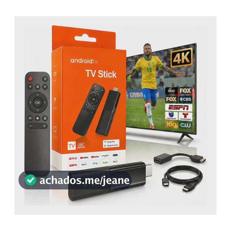 Tv Stick 4k Hdmi Wi-fi 16gb Android Tv Full Hd Smart Televisão Controle Filmes Pro Familar