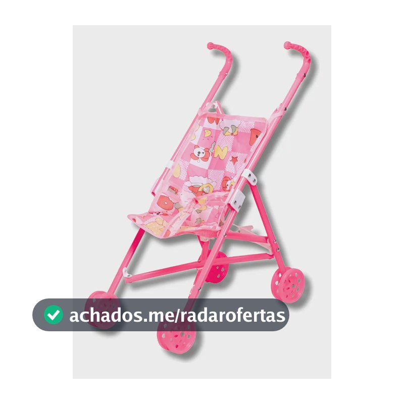 Carrinho de Boneca Castela Brasil Dobrável Rosa para Crianças