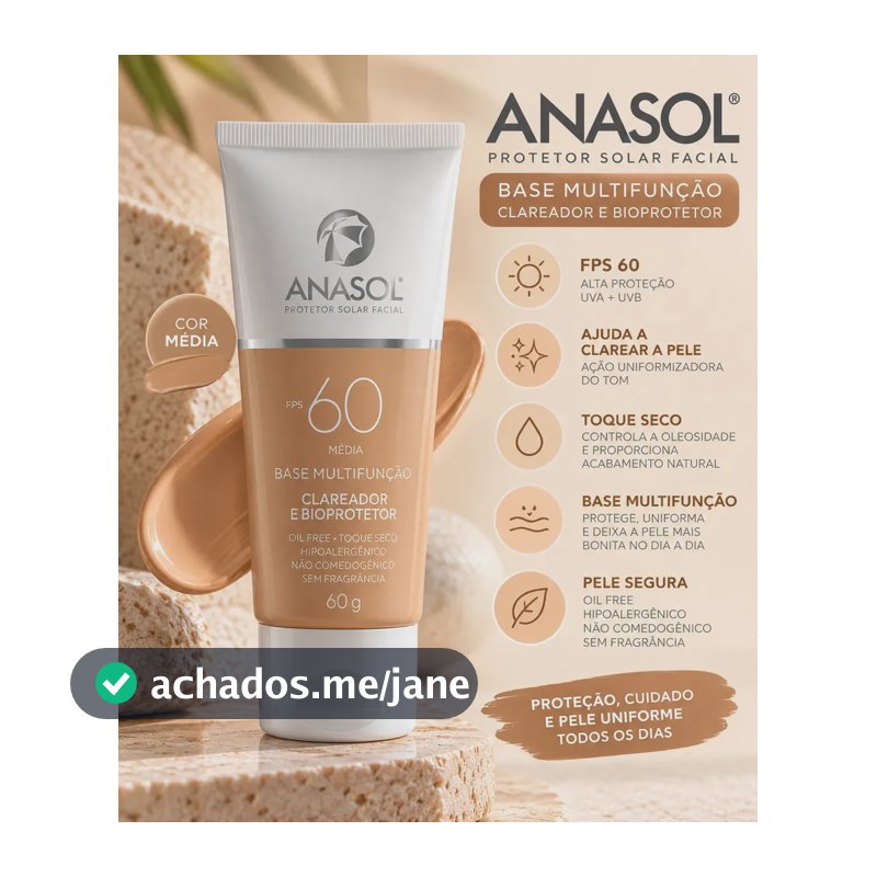 Protetor Facial Anasol Fps60 Multifunção Clareador Cor Média