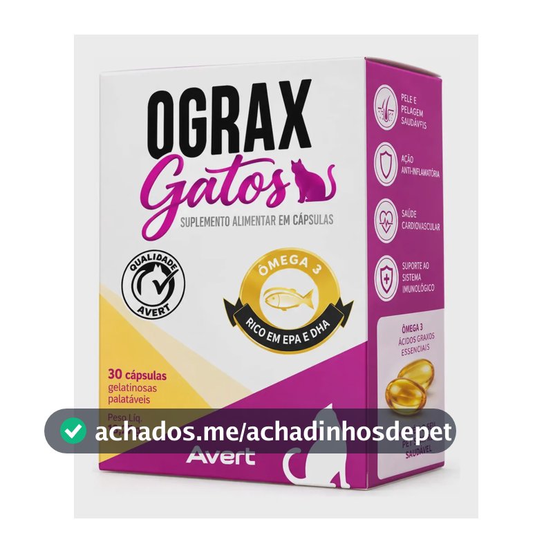 Ograx Gatos Com 30 Capsulas Ômega 3 Ácidos Graxos Essenciais