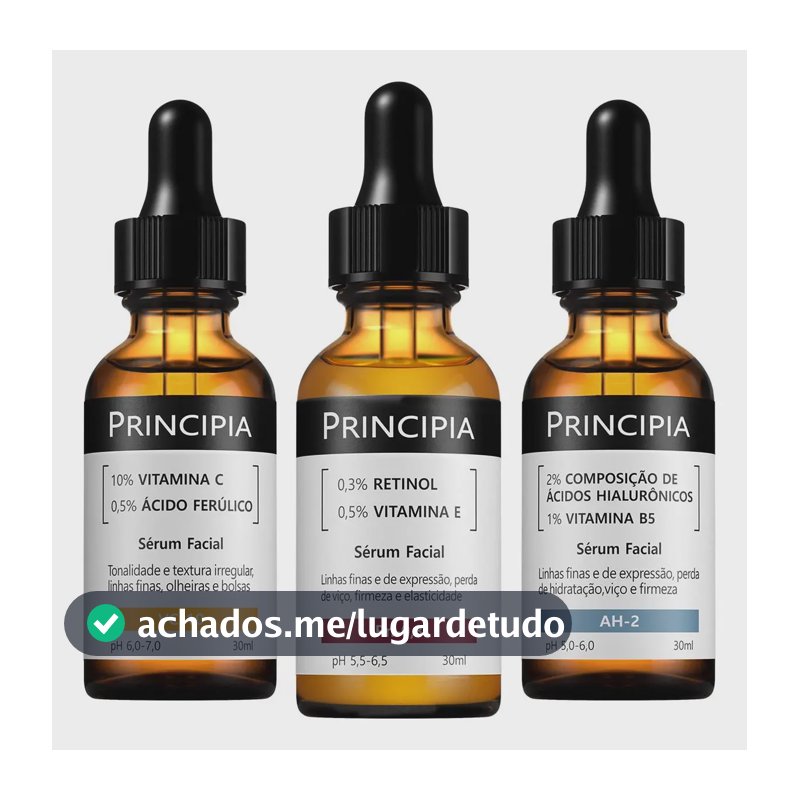 Principia Kit C/3 Séruns Vitamina C + Retinol + Hialurônicos