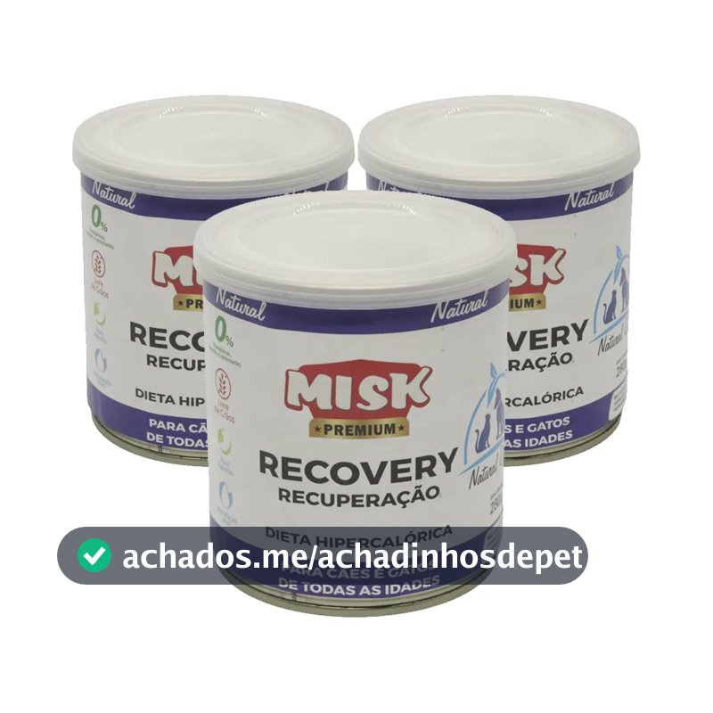 Kit 3 Ração Úmida Misk Recovery Cães Gatos Recuperação 280g