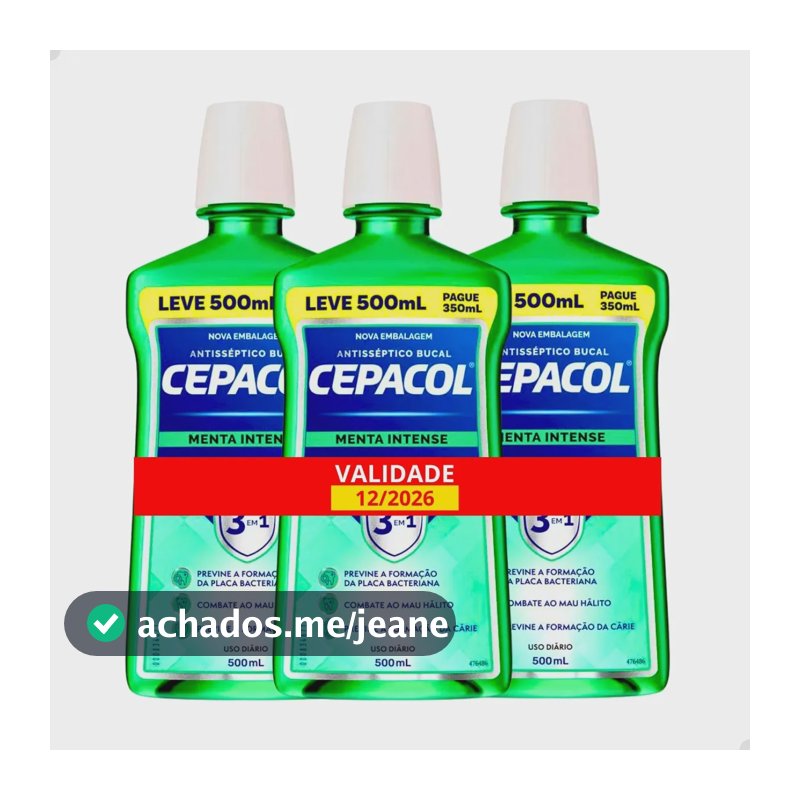 Kit 3 Cepacol Menta Antisséptico Oral 500ml Higiente Saúde