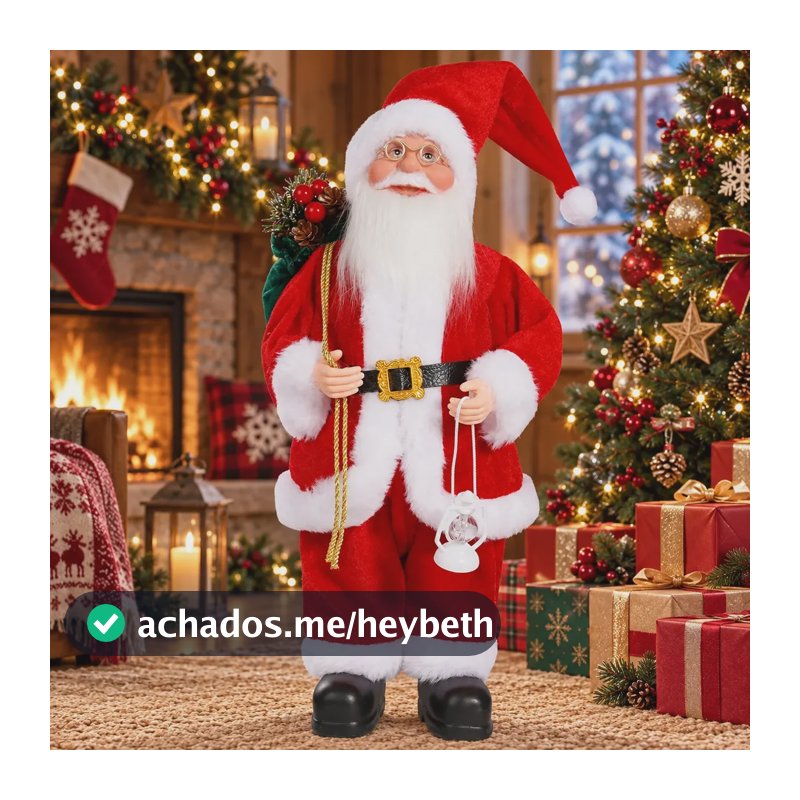 Decoração De Natal Com Papai Noel Em Figura Tecido De 32 Cm Vermelho Sem Fonte De Alimentação
