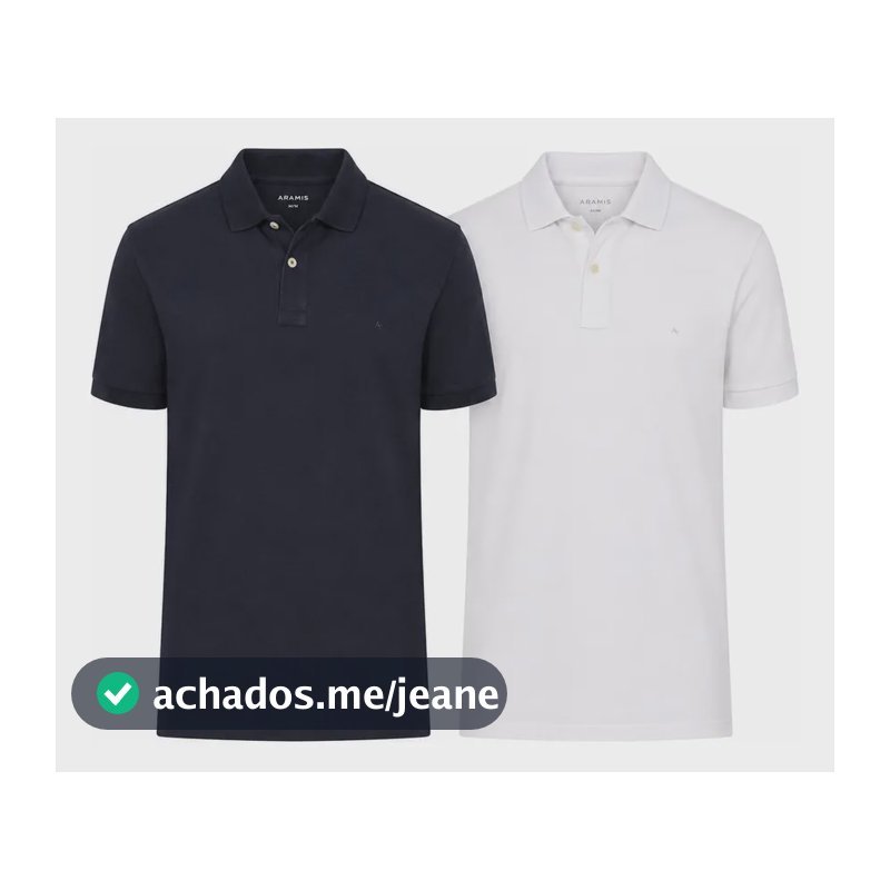 Kit Aramis 2 Polos Algodão Piquet Branco E Marinho Branco G