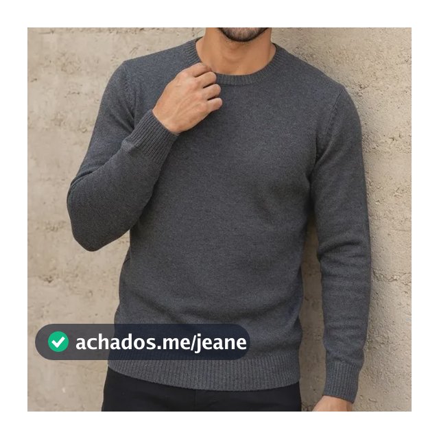 Sueter Masculino Tricot Lã Masculina Canelada Gola Redonda