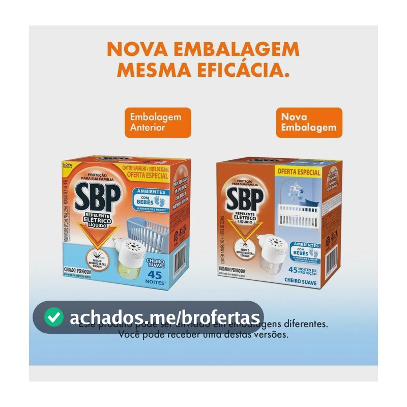 Repelente Elétrico Líquido SBP Aparelho + Refil 32,9 mL