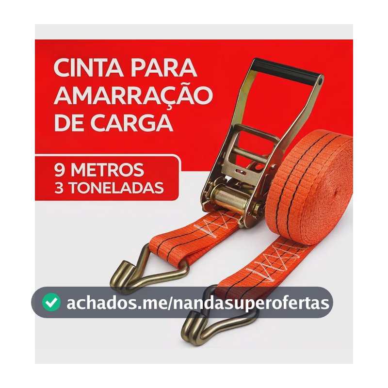 Cinta de Amarração para Cargas com Catraca, 3 Toneladas e 9 Metros