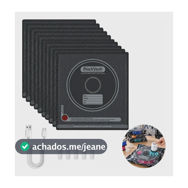 Sacos Vácuo 10un 5 Clips Filamento 3d Pla Abs Petg Preto