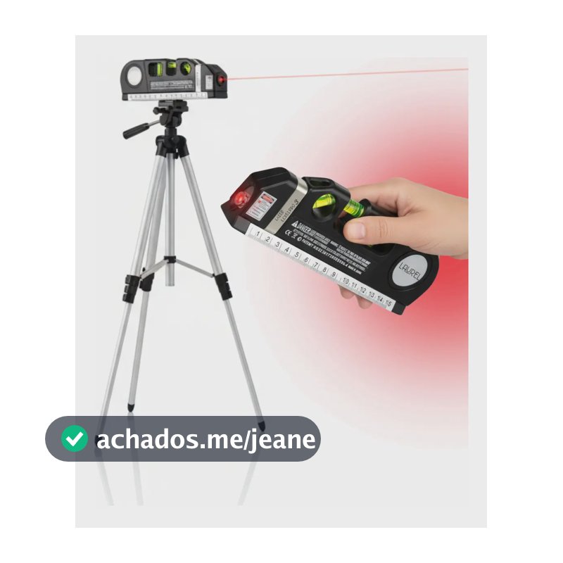 Kit Nível Laser Profissional Nivelador De Mão Esquadro Rotativo Portátil 3 Direções Com Nível De Bolha Alcance De 10 Metros Bateria Tripé Telescópico Universal Com Cabeça 360º E 3 Seções Ajustáveis
