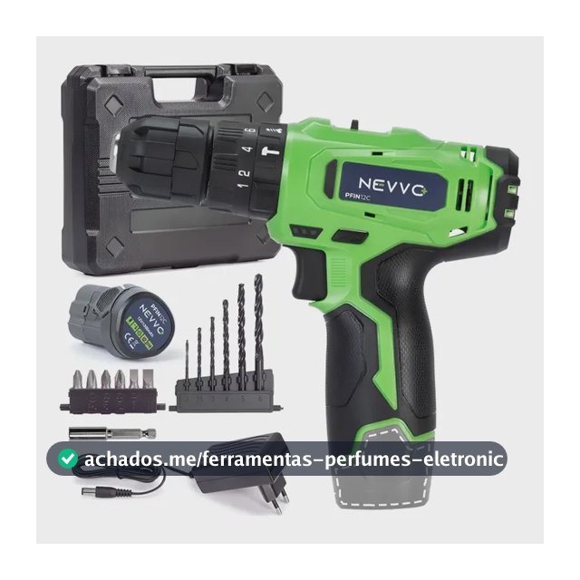 Furadeira Parafusadeira Impacto 12v + Kit Ponteiras E Brocas Verde 12v 50/60hz