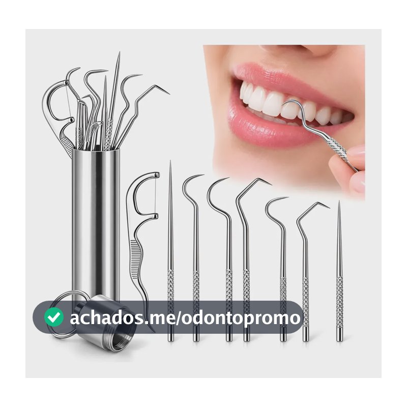 Kit Limpeza Dentária Removedor De Tártaro Instrumento Dental Prateado