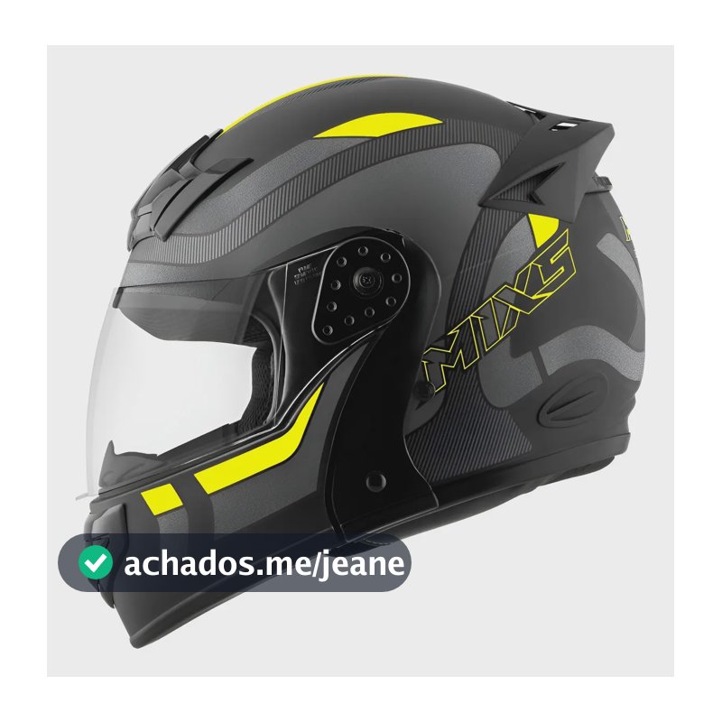 Capacete Escamoteável Mixs Gladiator Articulado Cor Preto/grafite/amarelo Desenho Delta Tamanho Do Capacete 60