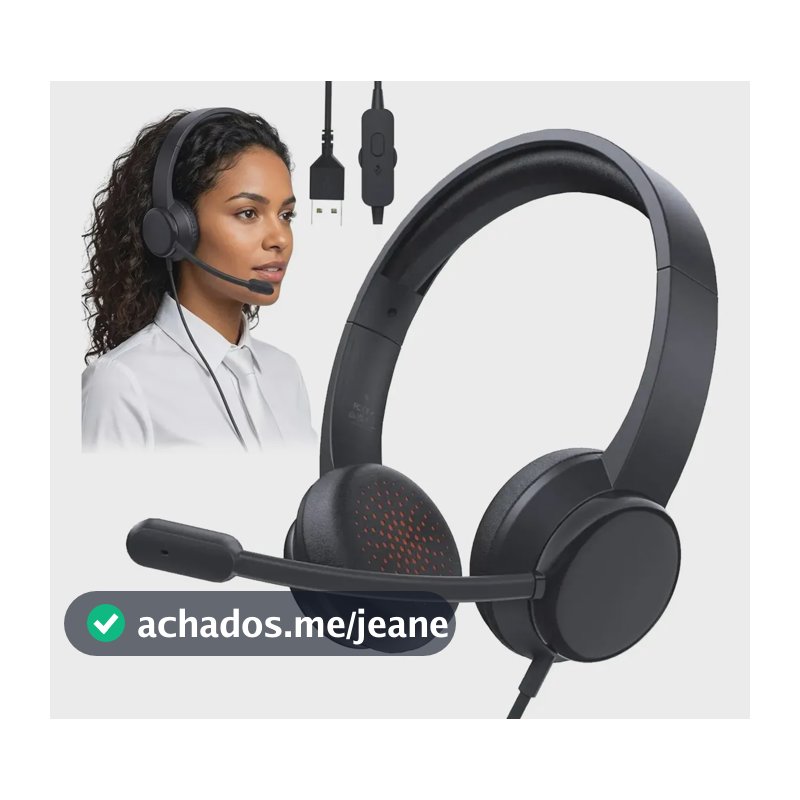 Fone Headset OLAFVI Fone Telemarketing Call Center Com Fio USB Microfone Flexível Home Office