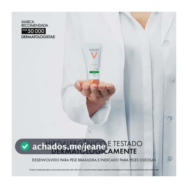 Protetor Solar Facial Antioleosidade e Purificante com Toque Seco FPS 70 Sem Cor Capital Soleil Purify Vichy 40g