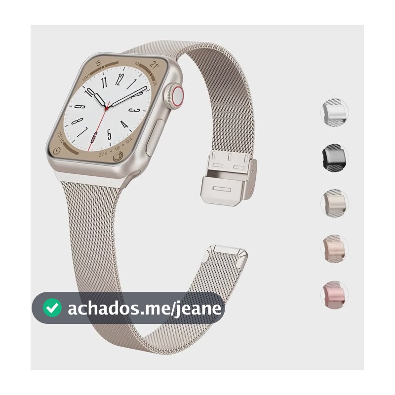 Pulseira Milanese Fina Slim Aço Metal Inox Para Apple Watch Starlight 40/41/42mm