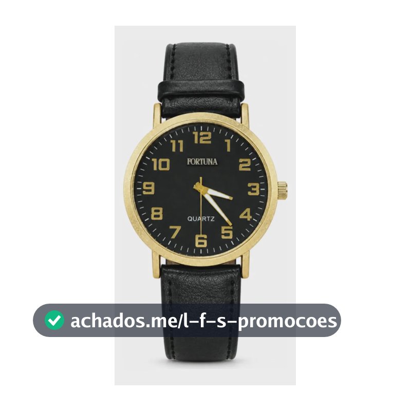 Relógio De Pulso Masculino Minimalista Old Money Fortuna Preto Cx Dourada E Preto