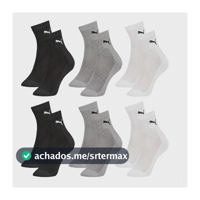 Kit 6 Pares Meia Puma Colors & Heart Cano Médio Feminino