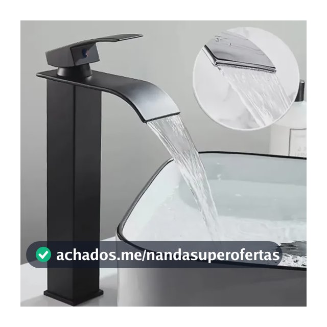 Torneira Cascata Alta Monocomando Em Aço Inoxidável 304 Cor Preto Fosco Com Bica Larga Quente E Frio Design Moderno E Anticorrosão Winda