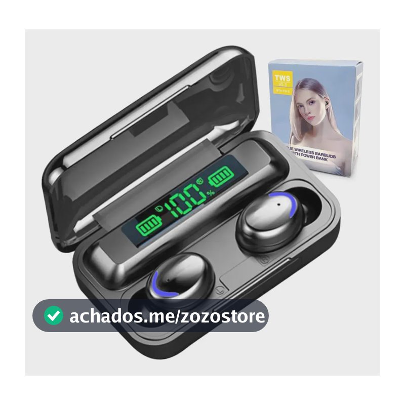 Fone De Ouvido Bluetooth 5.1 Sem Fio F9-5 Carregador De Celular Cor Preto