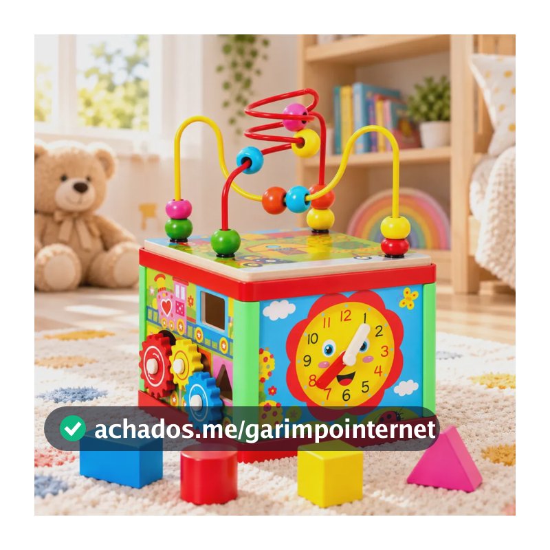 Brinquedo Cubo Didático Madeira Montessori Infantil 5 Em 1 Atacarejo Kids