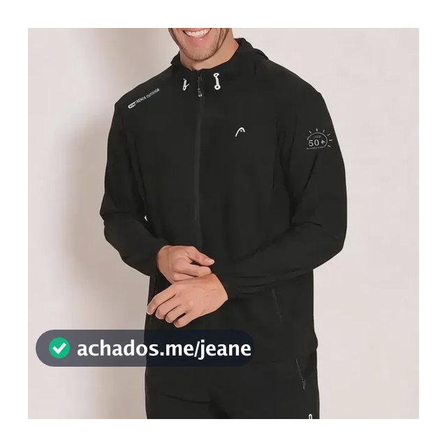 Jaqueta Microfibra Com Elastano Corta-vento Head Com Capuz Preto P Liso