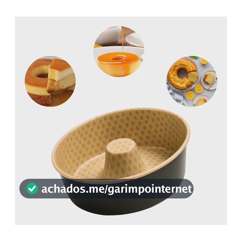 Forma Pudim Antiaderente C/ Tubo Bolo Pudim 25 Teflon Alta Preto