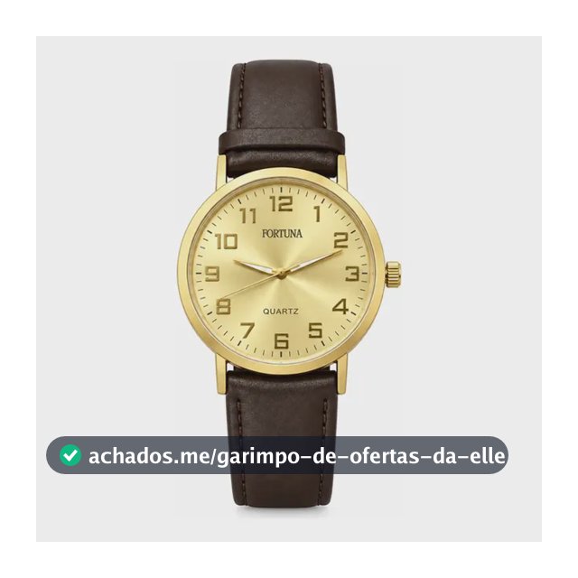 Relógio De Pulso Masculino Minimalista Old Money Fortuna Marrom Cx Dourada