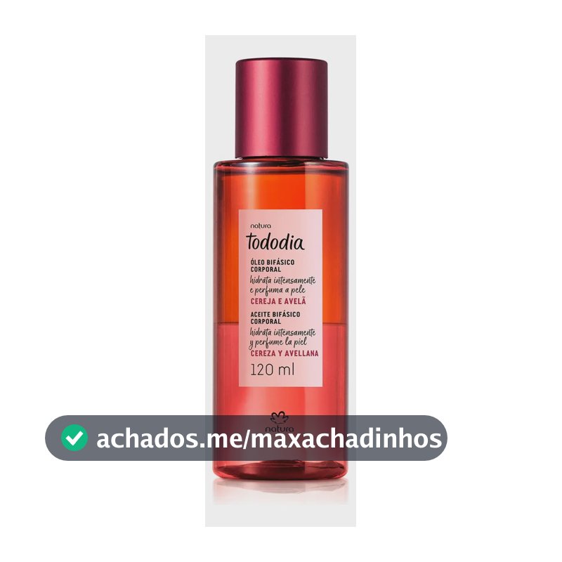 Óleo Corporal Bifásico Natura Tododia Cereja e Avelã 120ml hidrata intensamente