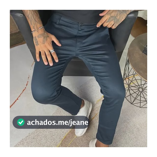 Calça Masculina Em Sarja Sport Fino Slim Bolso Faca