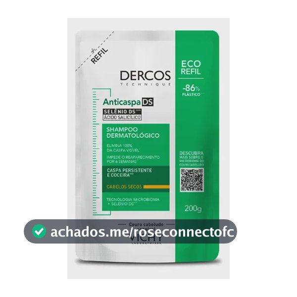 Shampoo Anticaspa Cabelos Secos com Selênio DS, Dercos DS Vichy, Refil 200g