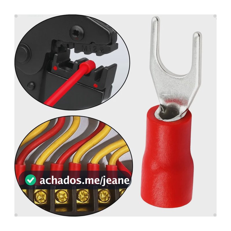 Terminal Garfo Forquilha 0,5 A 1,5mm Vermelho 100 Peças