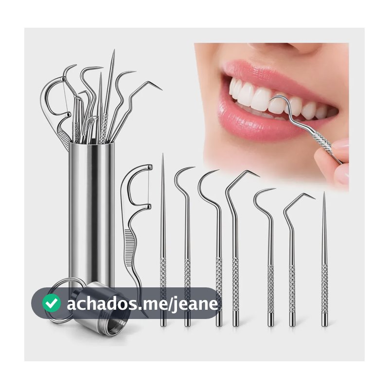 Kit Limpeza Dentária Removedor De Tártaro Instrumento Dental Prateado