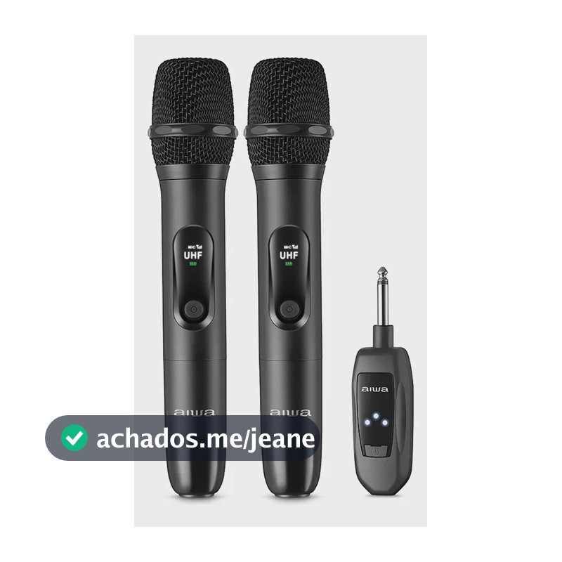 Microfone Wireless Karaokê Aws-mic-01 Bivolt Aiwa Preto