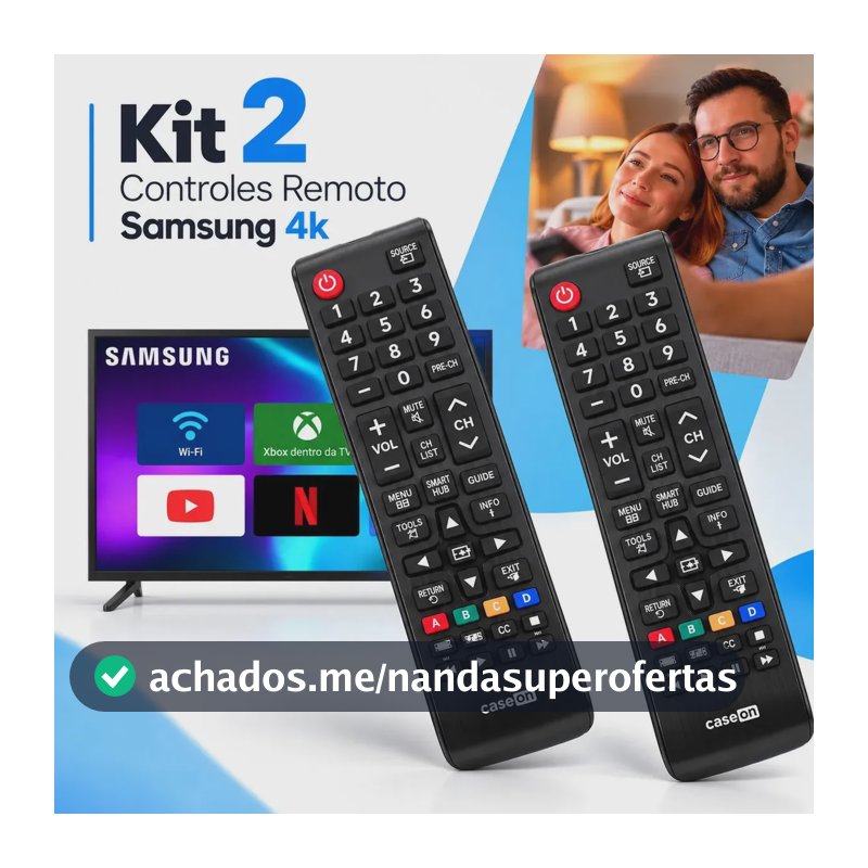 Kit 2 Controles Remoto Para Tv Samsung Smart Hub 4k Lcd Led Plasma