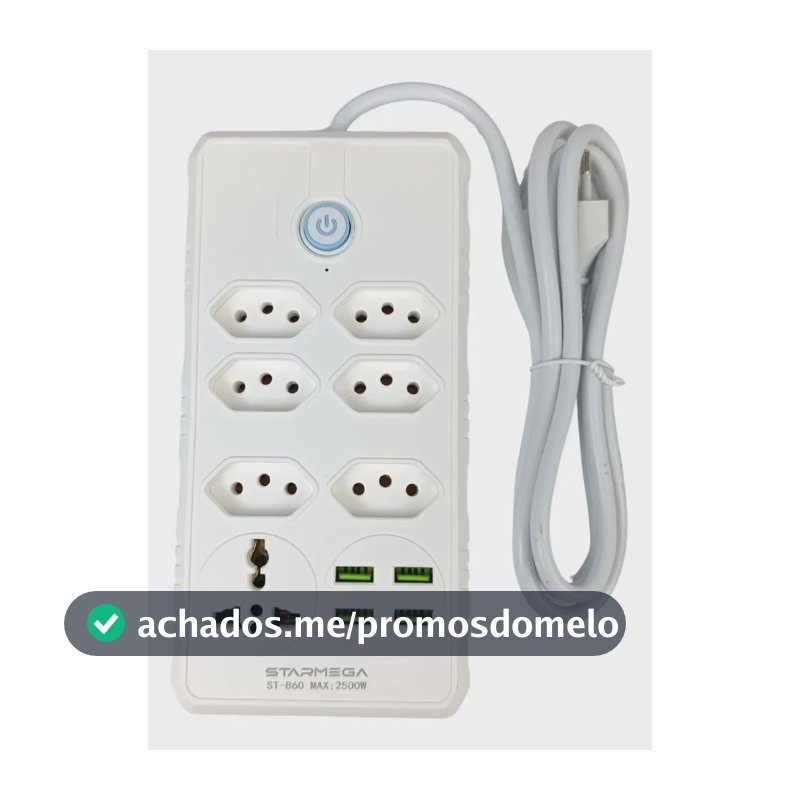 Extensão Régua Elétrica 7 Tomadas Com 4 Usb Bivolt 10a 1,8m Branco Bivolt