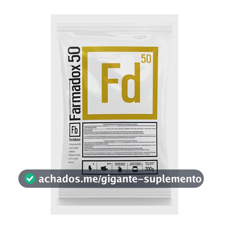 Suplemento Farmadox 200g Doxiclina Farmabase para Aves e Suínos em Pó