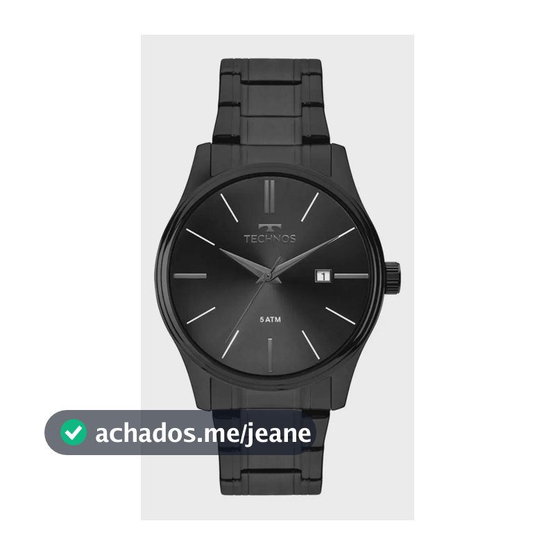 Relógio Technos Masculino Quartzo Grafite 42mm Aço Resistente à Água