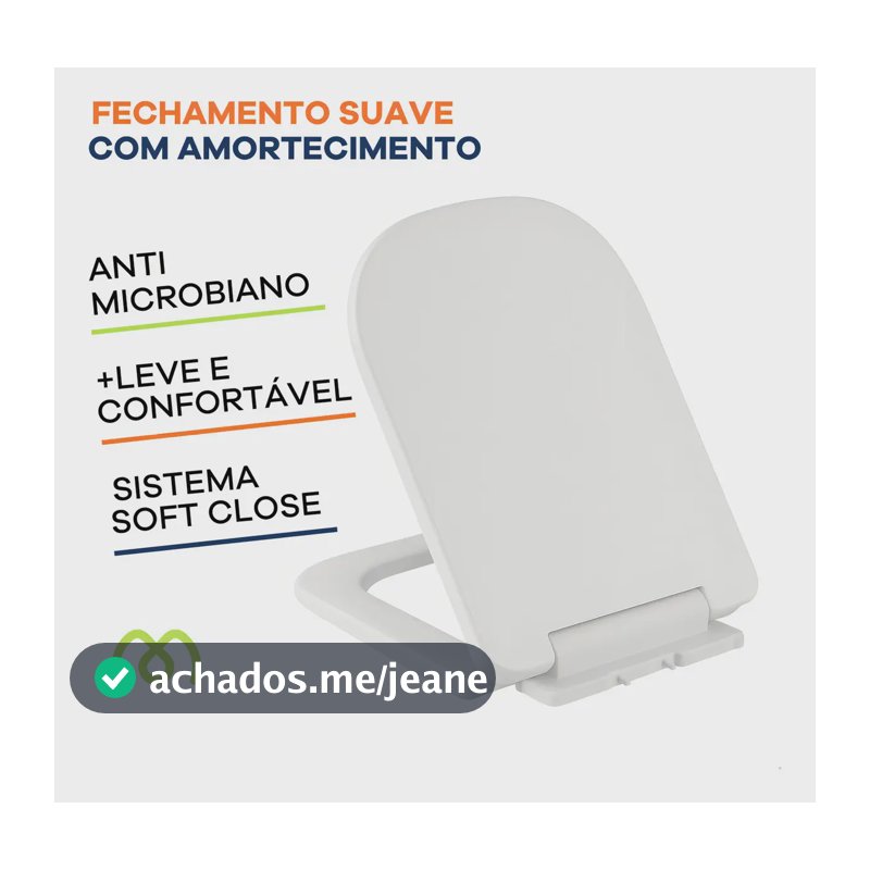 Tampa De Vaso Assento Sanitário Soft Close Quadrado Amortecedor Branco Celite Deca Incepa Logasa Icasa Fiori Gpf Lpf Baixa Devagar Maeto