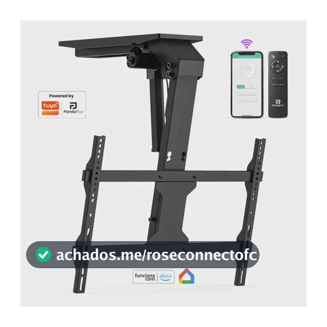Suporte Tv Teto Motorizado Wi-fi App Alexa Panda Plus Preto