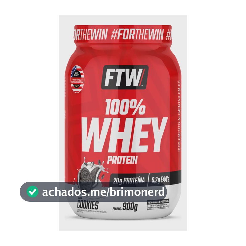Whey Protein 100% Concentrado Pote 900g Sabor Cookies - FTW