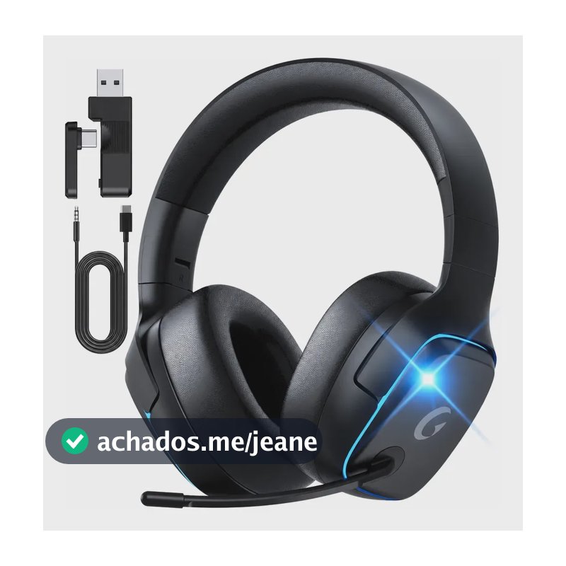 Olafvi Fone de Ouvido Bluetooth Sem Fio Headset Gamer BL 5.3 Preto Capitão 780 7.1 LED