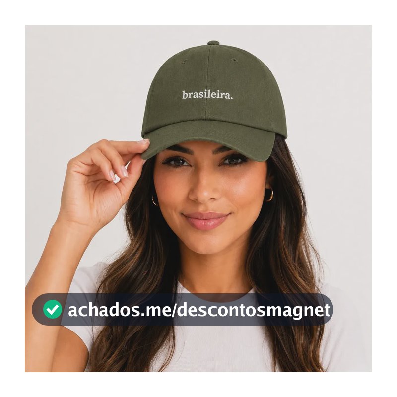 Boné Brasileira Bordado Premium Aba Curva Algodão Feminino Verde Militar Un