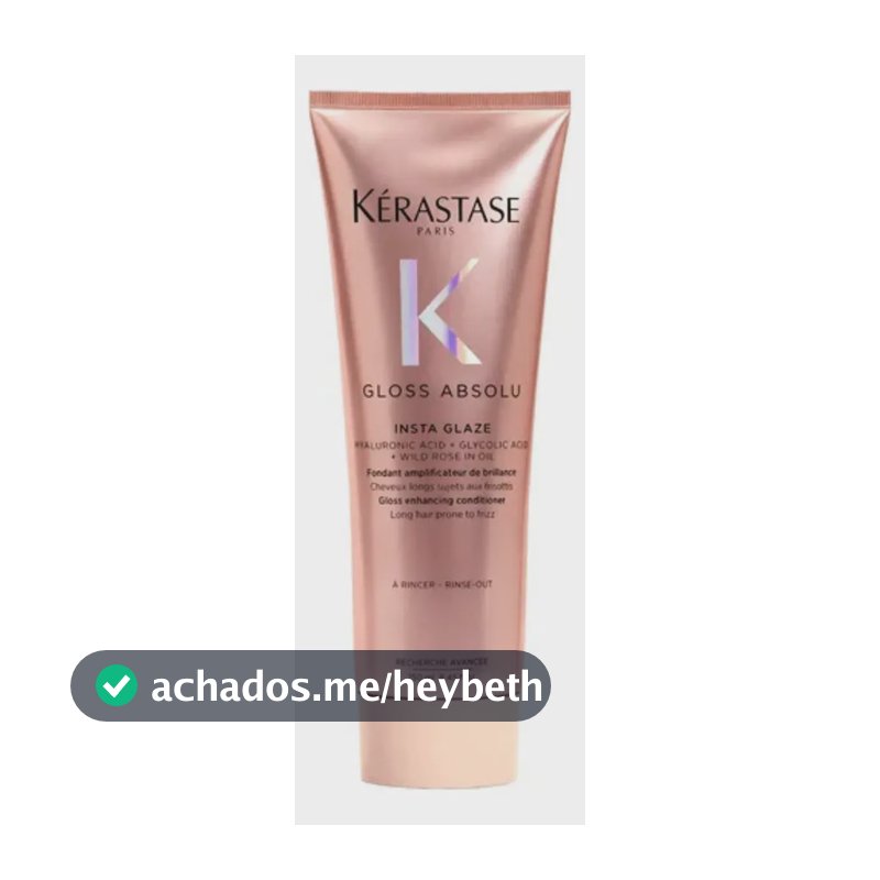 Kérastase, Condicionador, Gloss Absolu, Insta Glaze, para todos os tipos de cabelos, ação anti-frizz com Ácido Hialurônico, Ácido Glicólico e Óleo de Rosa Silvestre, potencializa o brilho, 250ml
