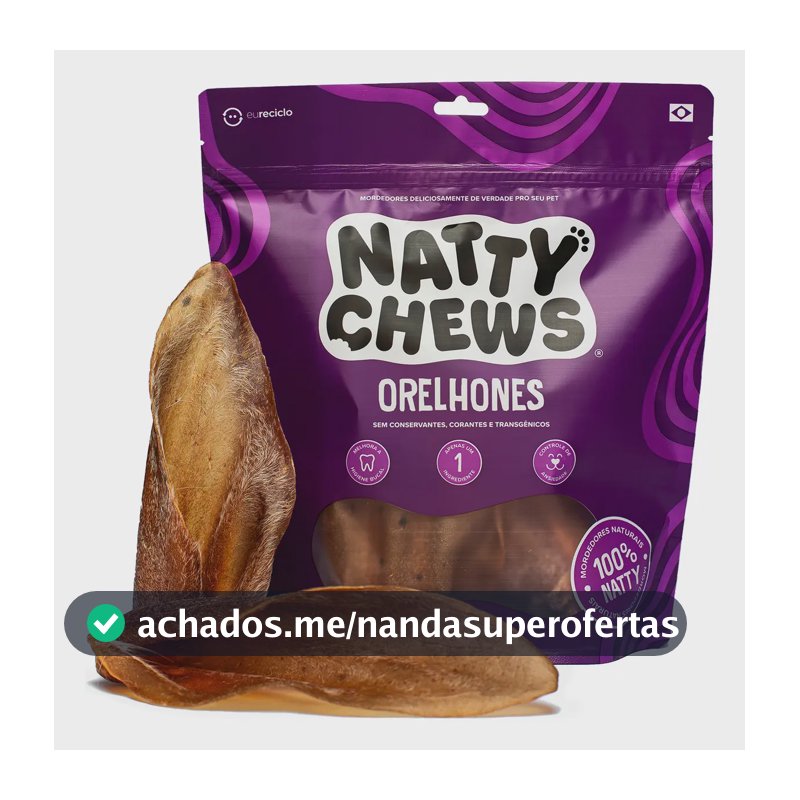 Orelha Bovina Desidratada Natural Natty Chews Orelhones Para Cães