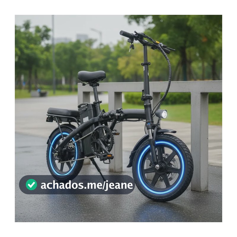 Bicicleta Elétrica Dobrável 350w Bateria 48v 7.8ah + Brinde Preto 14