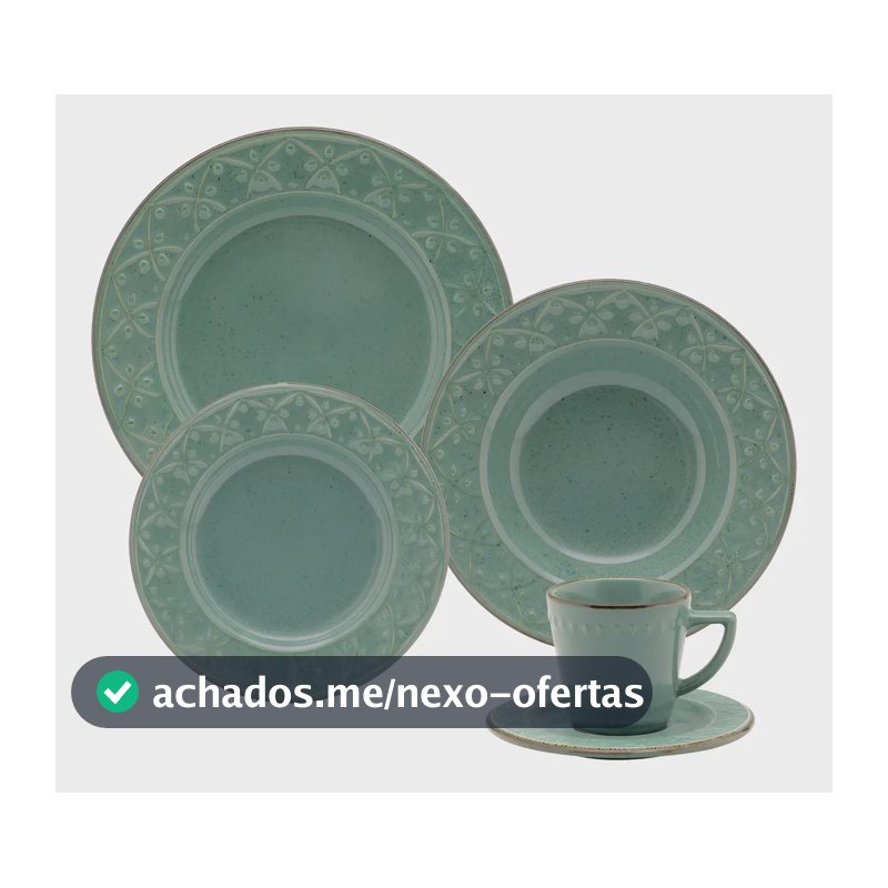 Aparelho De Jantar E Chá 20 Peças Oxford Mendi Malaquita Verde