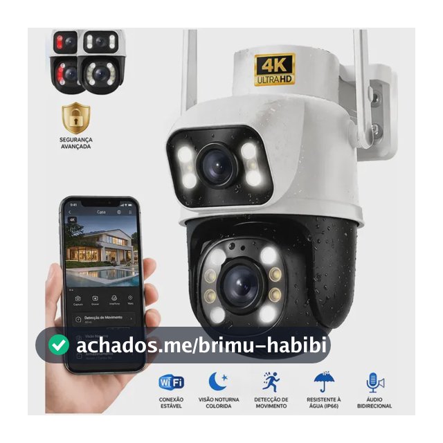 Câmera de Segurança Wi-Fi iCSee/Yoosee A28B 4K Dupla Lente Visão Noturna Colorida Full Hd Externa Prova D'água Ip66 Sensor Movimento Woosh