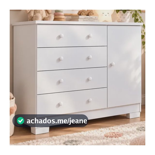 Cômoda Infantil Bréscia Baby 4 Gavetas 1 Porta Sapateira Para Quarto Bebê Criança Organizador Roupas Branca