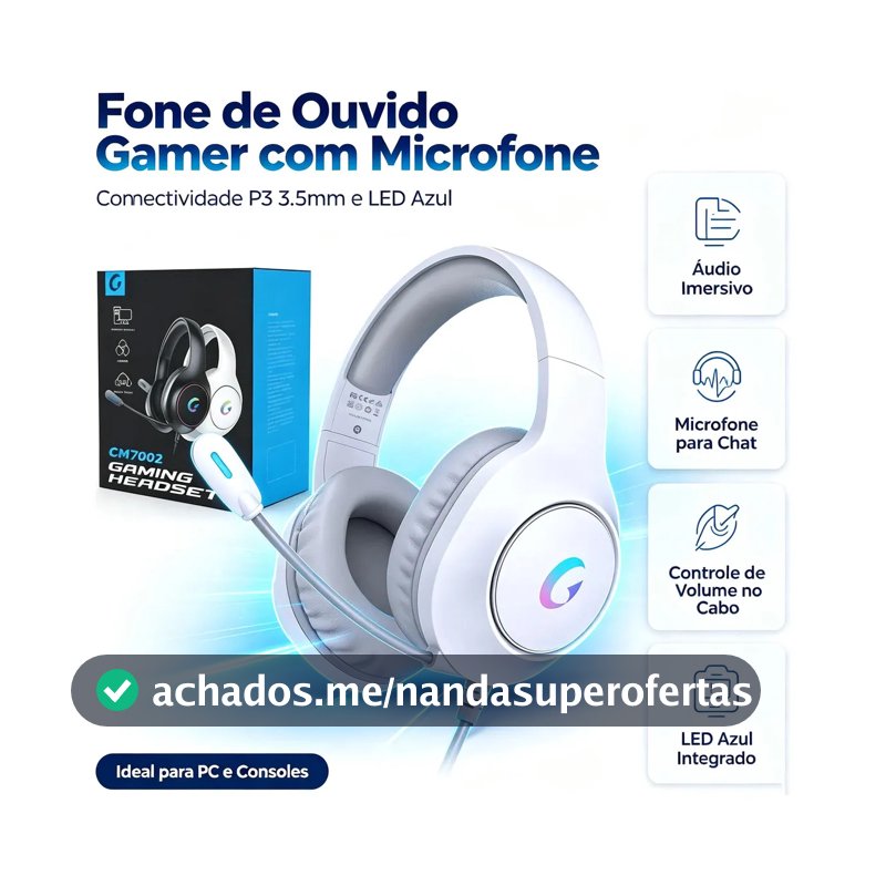 Gaming Headset Para Ps5, Ps4, Pc, Mac, Switch, Xbox Cor Branco